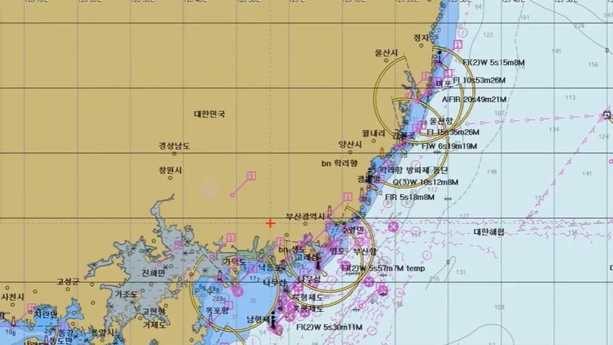 ENC MAP 서비스 — 전자해도 기반 선단 관제 화면